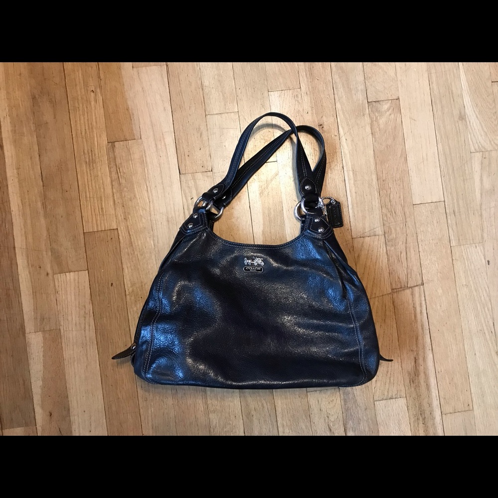Authentic all black leather COACH bag.